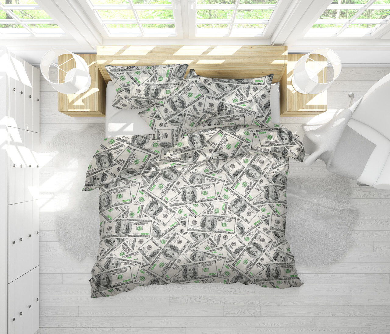 Set Alcam 2 perne microfibra 50x70 cm si pilota matlasata 180x200 cm, Dollar Dream - imagine 6